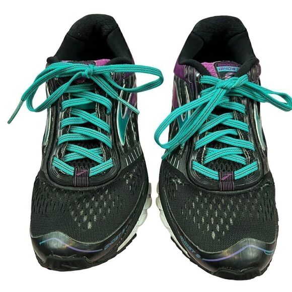 Brooks Women's Ghost 9 Running Shoes Sneakers Black Purple Teal US 8 - Picture 4 of 12